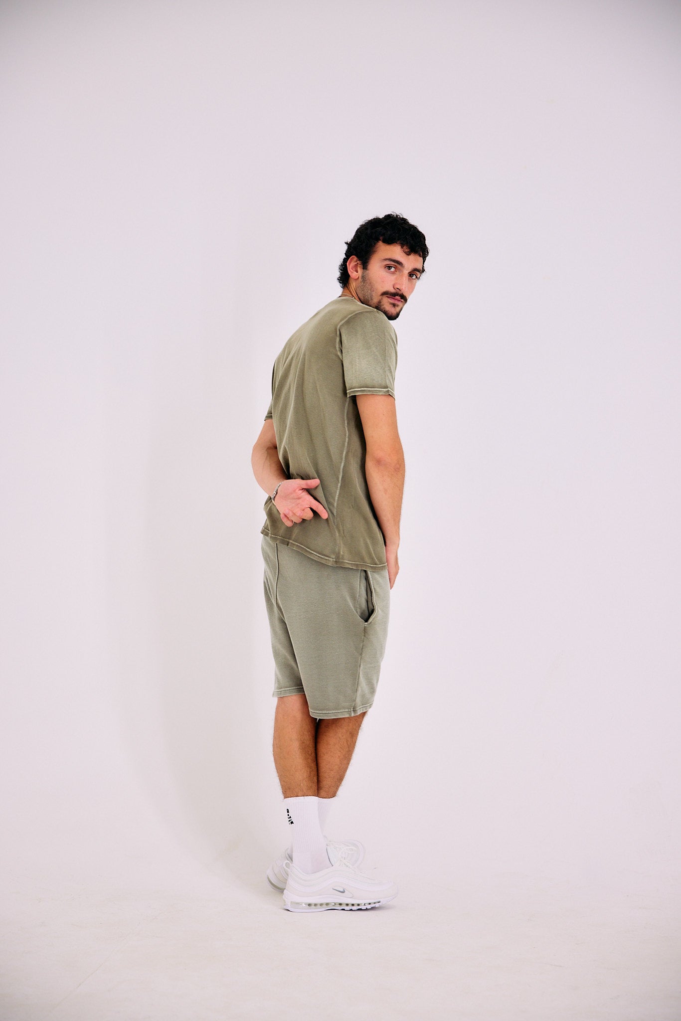Stone Wash Shorts - Olive